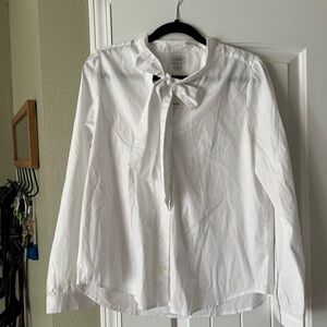 J. Crew White Blouse with Bow Detail